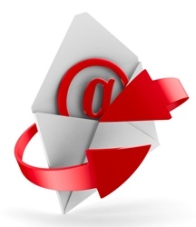 E-mail concept on white background. Isolated 3D image